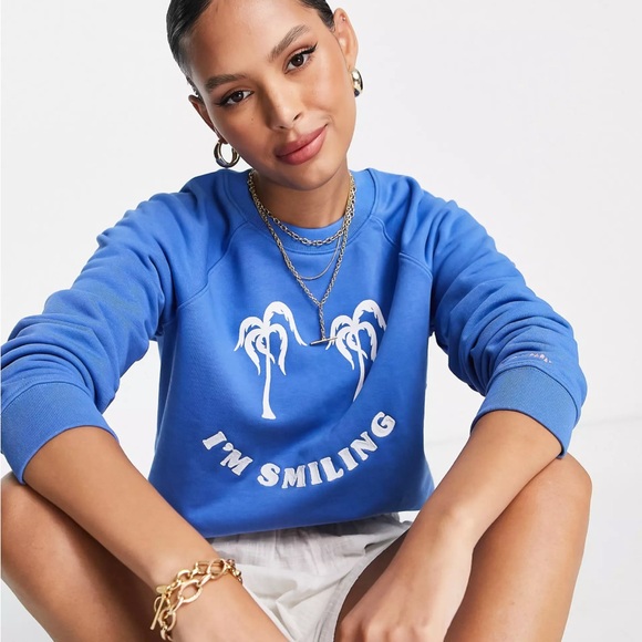 Scotch & Soda Raglan Blue Print Regular Fit Sweatshirt Top - Picture 1 of 15